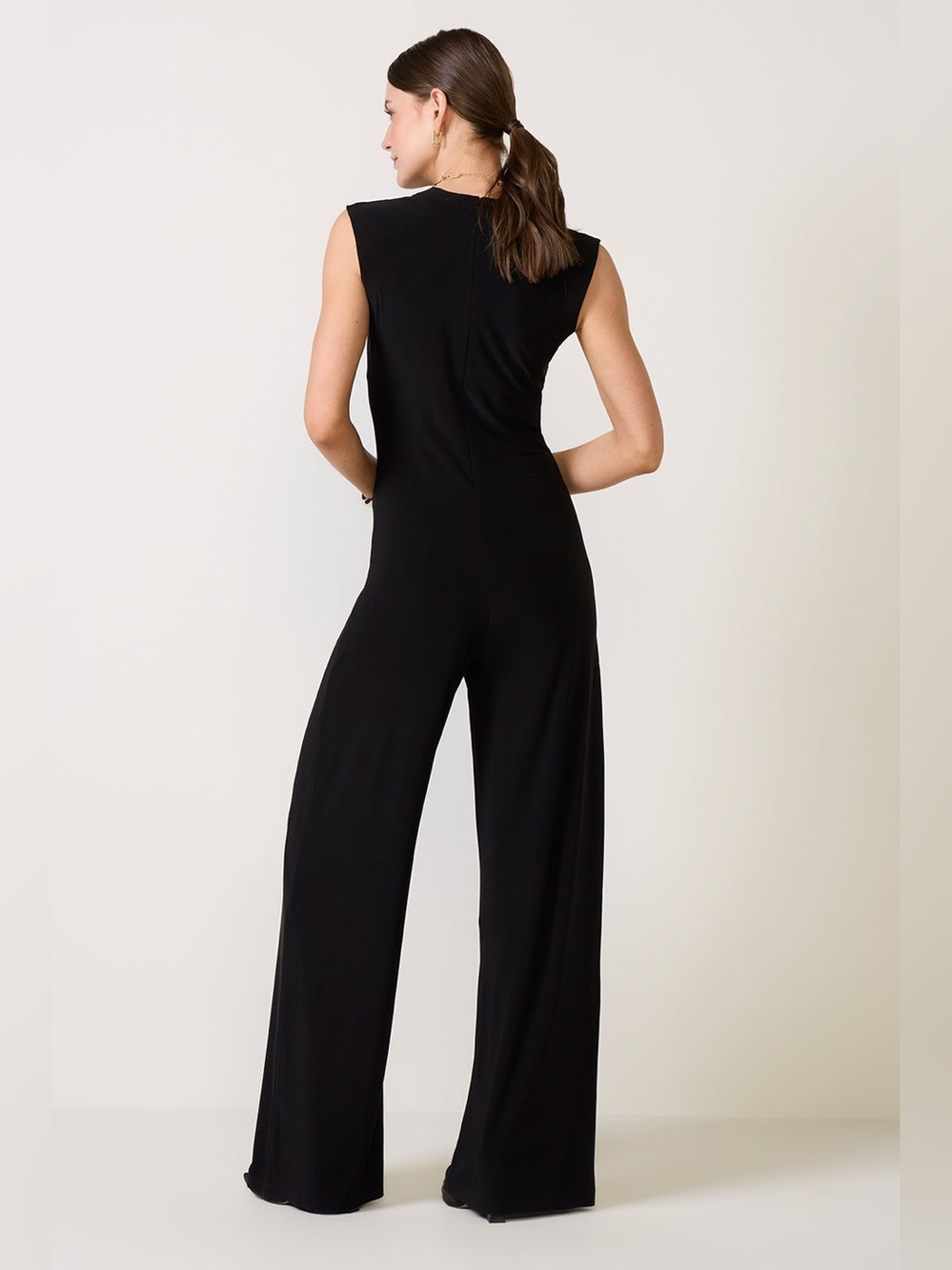 Norma Kamali Kamalikulture Black Sleeveless Wide Leg Stretch Jumpsuit Size XS - Picture 2 of 14